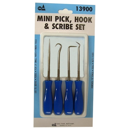 S&G Tool Aid 4-Piece Mini Pick, Hook and Scribe Set 13900